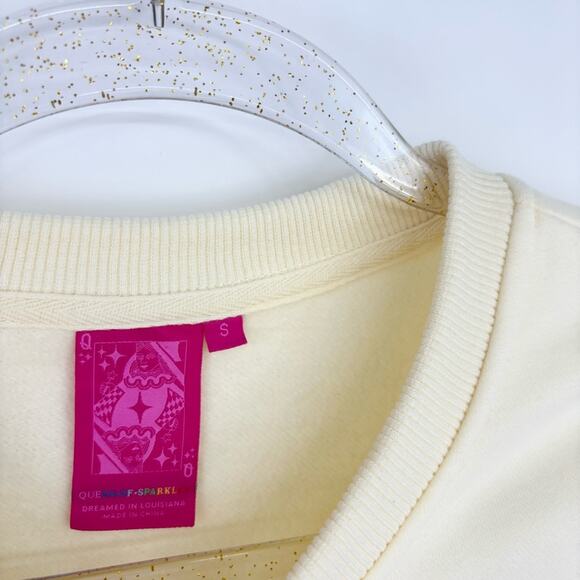 QUEEN OF SPARKLES Floral Embellished Cream Sweater - Picture 7 of 16